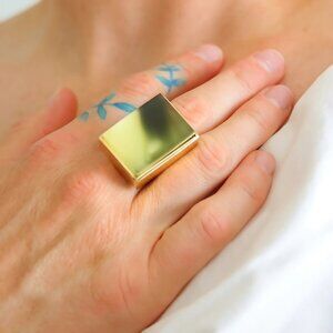 Cocktail Ring - Baltic Butterscotch Amber 14k Gold Plated s925